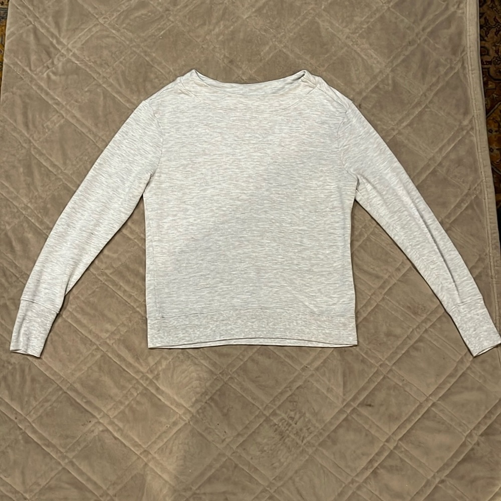 Athlete light heather gray soft sweatshirt boat neckline